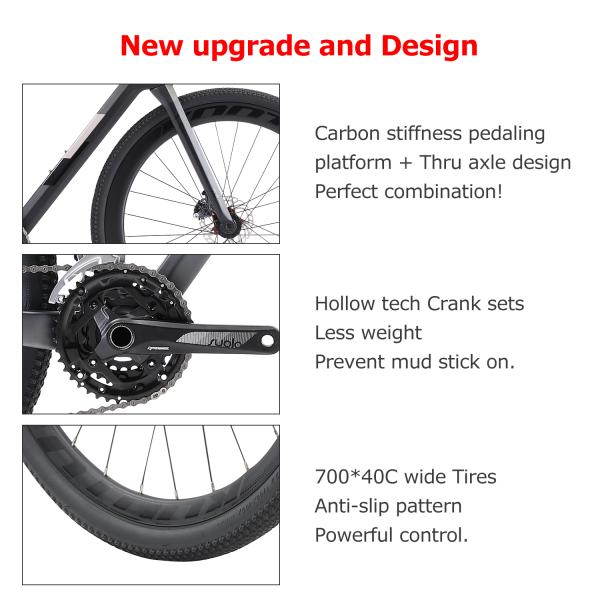 SAVA Gravel Bike With Hydraulic Brakes Length 1.4m Thru Axle Wheels System