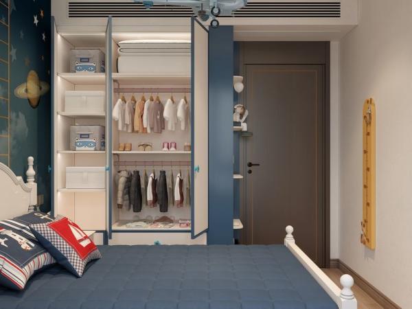 Blue Steel Kids Room Wardrobe Durable Stainless Steel Custom Closet With Wall Panels