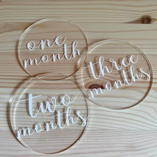Acrylic Carved Wooden Milestone Discs Gift Pregnancy Milestone Discs
