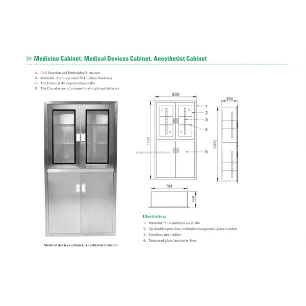SUS304 Stainless Steel Medical Cabinet with Adjustable Separating Board and Industry Compliant Gap Standard for Operating Theater