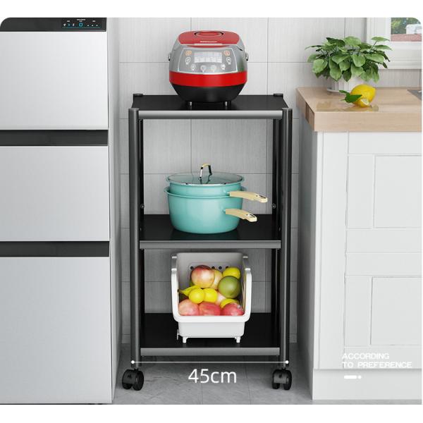 Stainless Steel Kitchen Shelf Floor Microwave Rack Oven Cooker Refrigerator Slot Storage Rack Multi-Layer