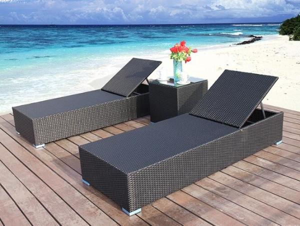 PE Rattan patio Backyard beach Chaise Lounge chairs Leisure Aluminium Outdoor Garden wicker Chairs