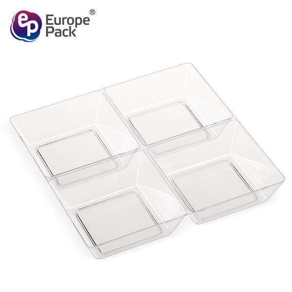 BPA free disposable plastic candy 4-compartment wheat straw containers for dessert