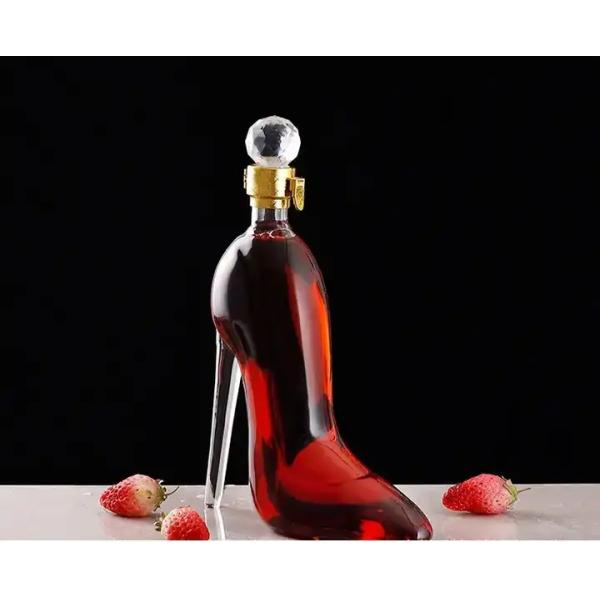 High Heel Shoe Shape Unique 500ml 750ml Capacity Whiskey Red Wine Vodka Glass Bottle
