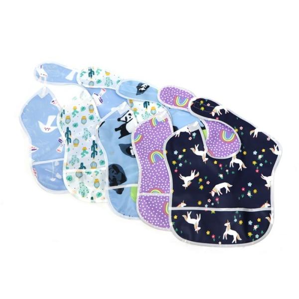 Polyester Cartoon Waterproof Baby Bibs For Feeding Eating