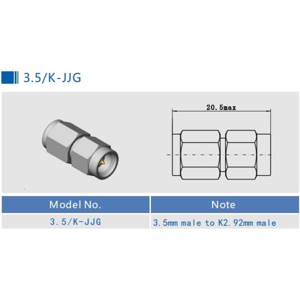 MMW Stainless Steel RF Adapter 3.5mm K2.92mm Type Male To Male 