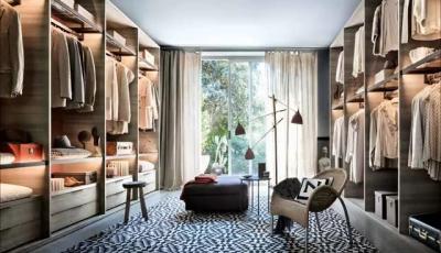 20mm Walnut Wood Walk In Closet Wardrobe