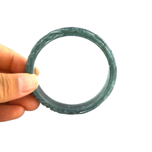 Real Women's Natural Carved Jade Bangles Polished Technique for Body Decoration Equipment