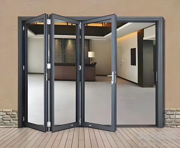 Porta deslizante com várias opções de cores de alumínio ponte quebrada portas bi-dobrar