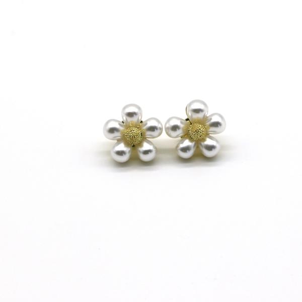 Gold Mens Diamond Cufflinks Inlaid Pearl 1.5cm×1.5cm Size OEM ODM