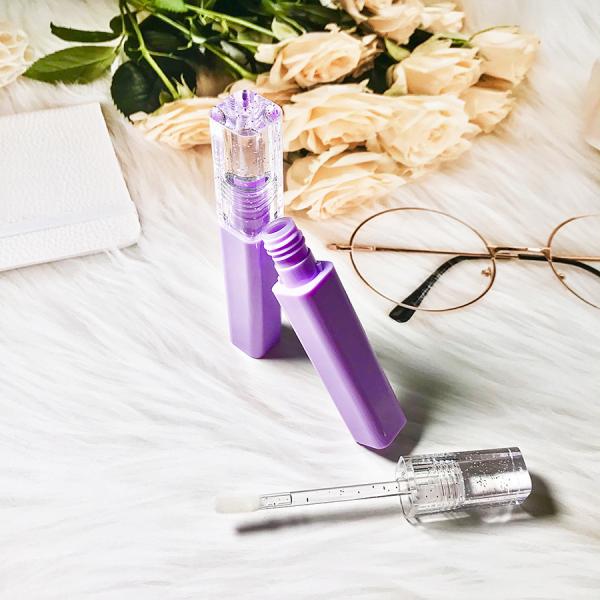 Tubo de brilho labial vazio quadrado roxo OEM com pincel de pulverização