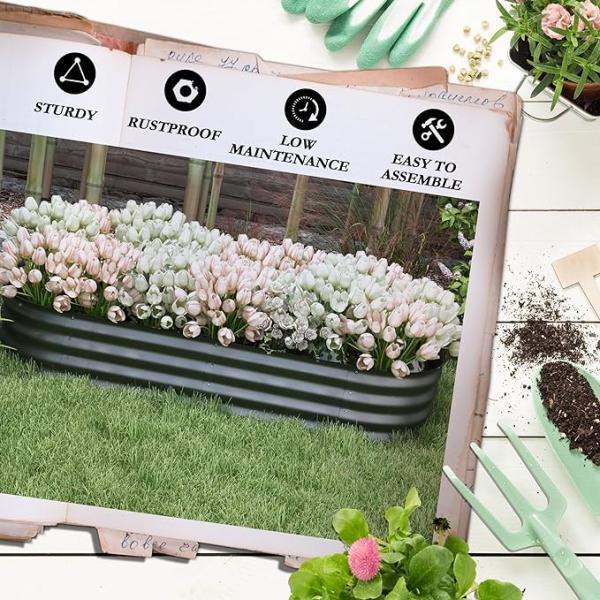 Oval cinza escuro galvanizado Camas de jardim levantadas Kit ao ar livre para vegetais