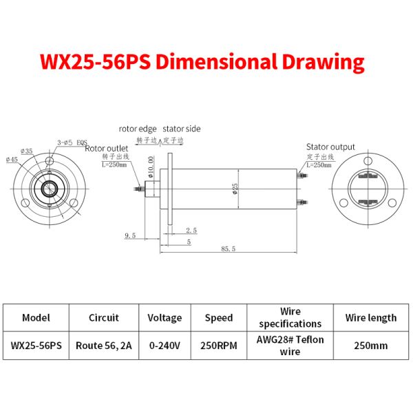 56-channel 2A Flange Slip Ring with Gold-Gold Contact for Precision Rotating Equipment