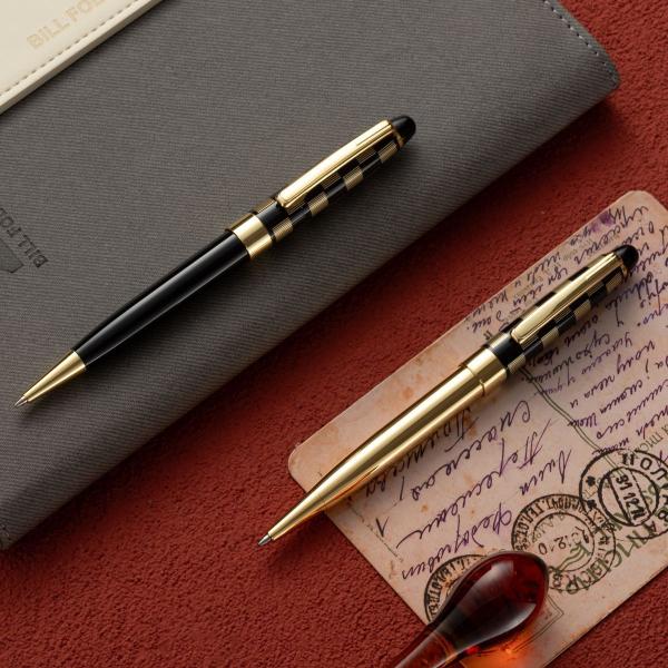 Grid Pattern Metal Ball Pen 1.0mm Black Ink Customizable
