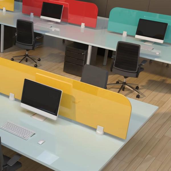 Eco-friendly 6mm Decorative Lacquered Glass Workstation Partitions for Workstations