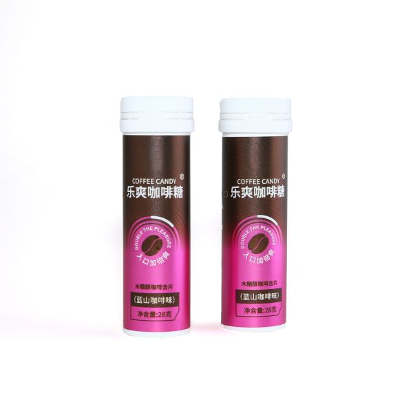 Wholesale Coffee Tablet Semi-Hard Candy with Xylitol 28g Sugar-Free Exotic Snack in Bottles 18 Months Shelf Life