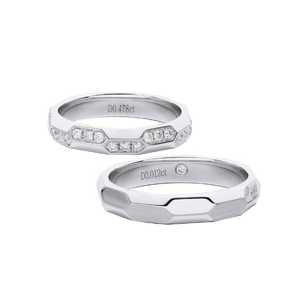 Anniversary Geometric Style Contracted 18K Gold Couple Rings