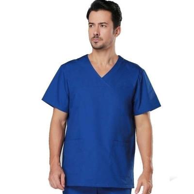 Strech Solid Color Hospital Scrub Suit Blue Medical Custom Logo