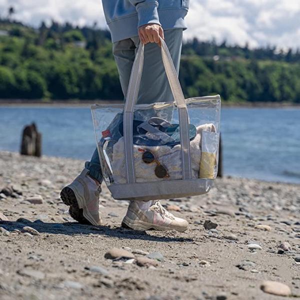 Clear Custom Shopping Bags Carrier Transparent PVC Tote Bag Stadium Outdoor Beach 14x5x13