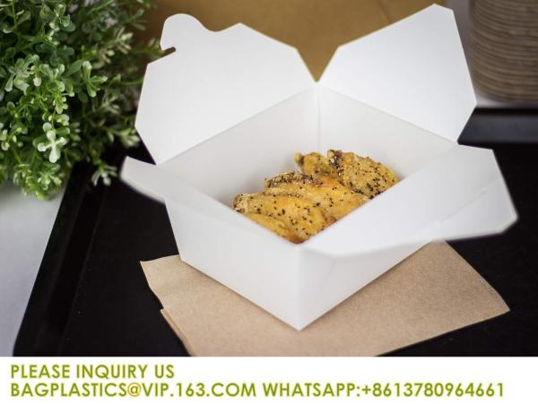 110 oz Paper Take Out Containers White Lunch Meal Food Boxes #1, Disposable Storage To Go Packaging