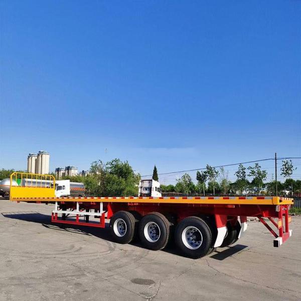 3-Axis / 4-Axis / 5-Axis 40-Foot Carbon Steel Aluminum Container Transport Flat Plate Semi-Trailer Original Tires (12R20)