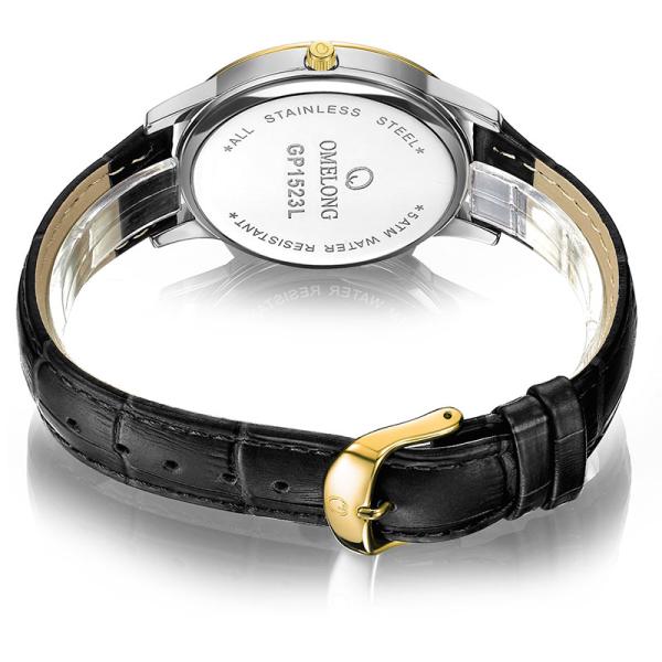 Water Resistant Quartz Stainless Steel Watch Genuine Leather Strap With SR626SW Battery