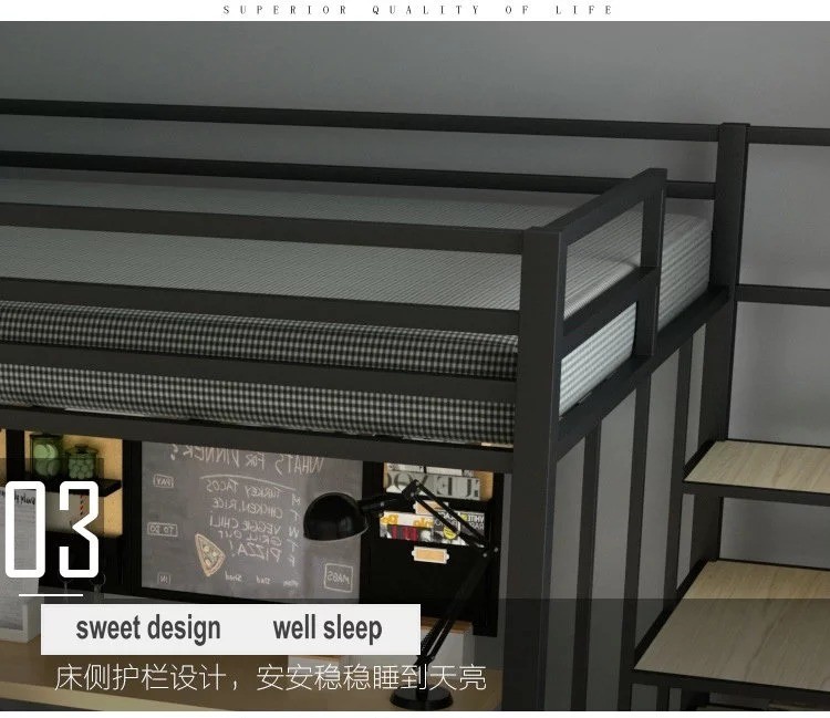 Strong Bunk Bed Frame Modern Double Bunk Beds with Desk and Storage Drawers