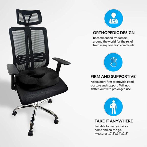 Office Chair Memory Foam Cushion with Gel Seat Cushion and Knitted Fabric Inner Cover