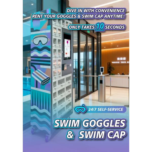 Smart Swimming Gear Locker Vending Machine for Pools & Aquatic Centers — Self-Service Rental & Retail for Goggles, Swim Caps