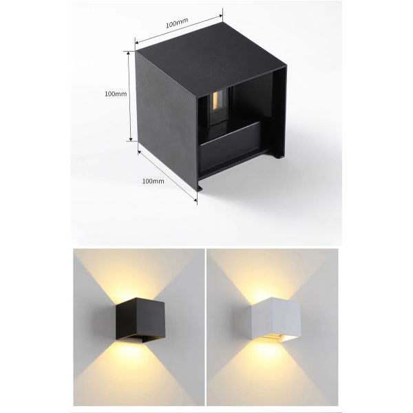 Waterproof 12W Square Wall Light with Adjustable Beam Angle for Indoor and Outdoor Use
