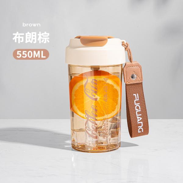 Leakproof 550ml Tritan Bpa Free Water Bottle Safe Creative High Appearance Summer Single Wall Coffee Mug Bottle Multifunctional Use With Customized Logo