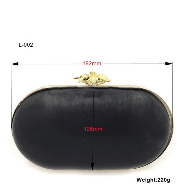 Women fashion handbag accessories wholesale metal clutch oval box purse frame with gold