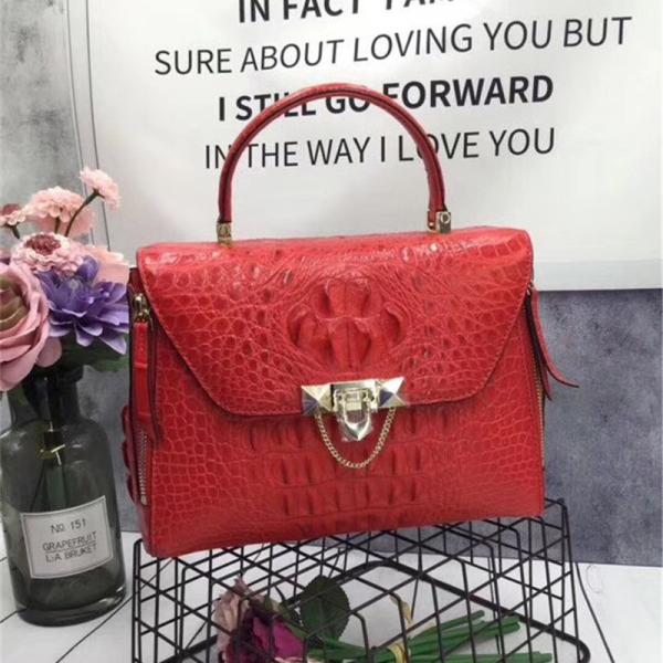 Exotic Genuine Crocodile Skin Woman Orange Purse Authentic Alligator Leather Lady Handbag Female Crossbody Shoulder Bag