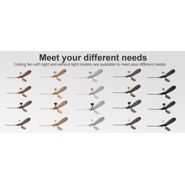 Mais de cinco velocidades de vento 30W 60 polegadas LED Ventilador de teto de madeira com motor DC leve