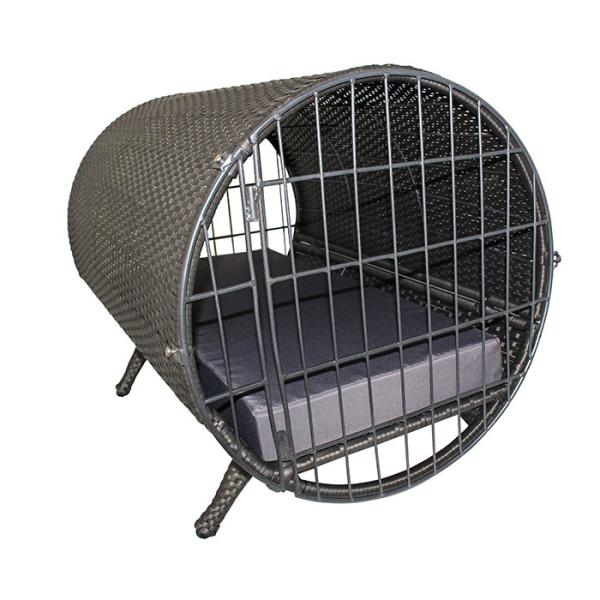 CE BSCI Rattan Pet With Cushion Flat Round Rattan For Cat Dog Pet House Kennel Outdoor Furniture