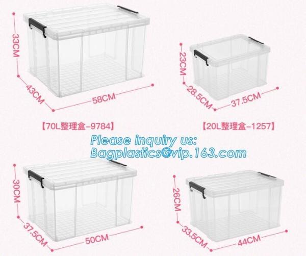 eco-friendly transparent plastic container multipurpose storage box for home, Clear Box with a White Lid and Black Latch