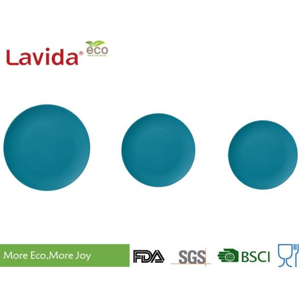 Blue And Gray Bamboo Fiber Dinnerware , Natural Plant Fibre Printed Bamboo Dinner Set