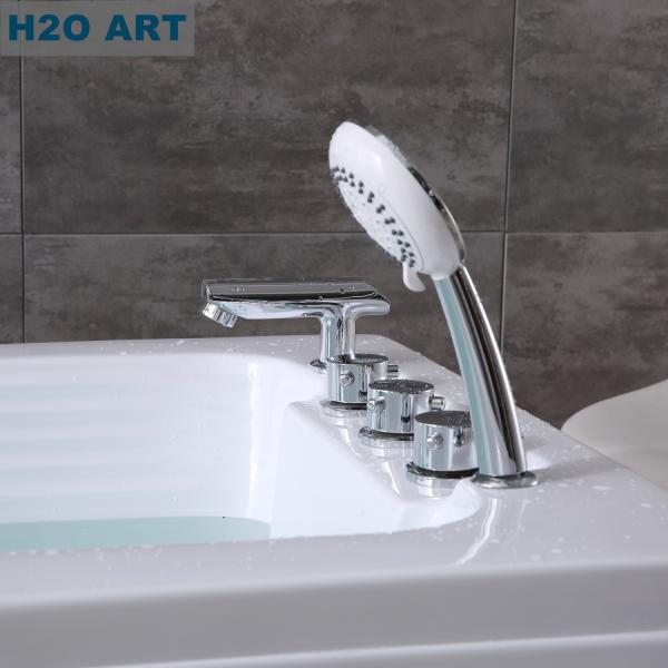 Acrylic Bathtub Faucet with Brass Hardware and Handles End Drain Location Luxury Design