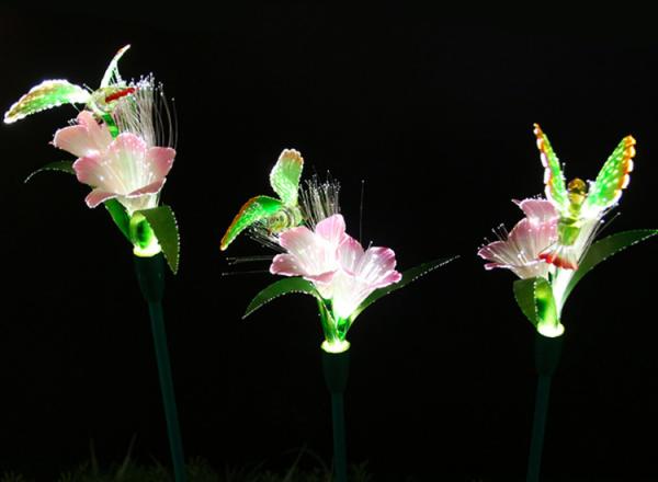 LED Fiber Optic Flower Lamp Outdoor Lamp Floor Socket Flower Head With Hummingbird Luminous Landscape Decorative Lamp