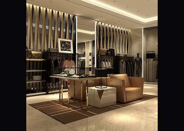Brand Men's Retail Store Clothing Racks , Luxurious Metal Clothes Rack For Shopping Mall