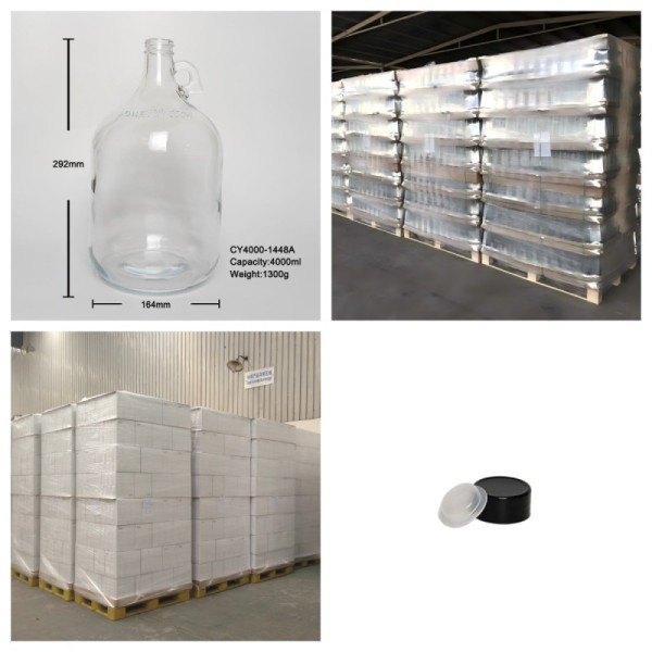4000ml High White Gallon Liquor Bottle Screw Cap Vodka Spirits 1300g CY4000-1448A