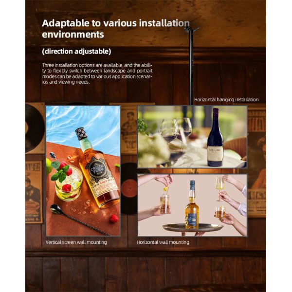 UHD Digital Signage LCD Screen Display 75 Inch for Shopping Mall Restaurant