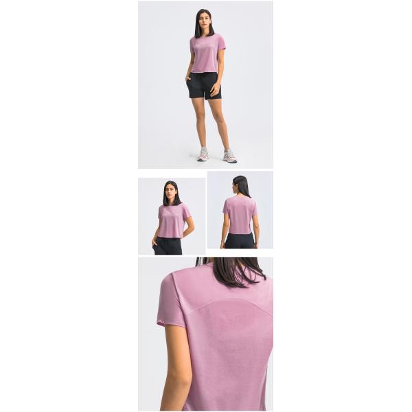 Loose Fit Yoga Short Sleeve Crew Neck T Shirts Breathable Gym Fitness Top