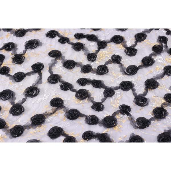 100 Polyester Rose Ribbon Embroidery White Wedding Laces Fabric for Womens Clothing Dresses Dancewear