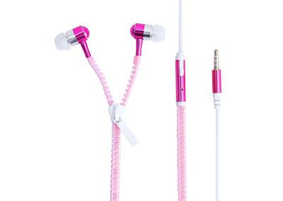 Durable Zipper Style Earphones , 32 Ohm Impedance Wired Earphones With Mic