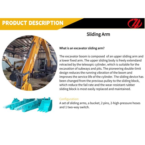 High Efficiency 20-27 Ton Excavator 10-12m Sliding Boom Arm Telescopic Arm for Construction