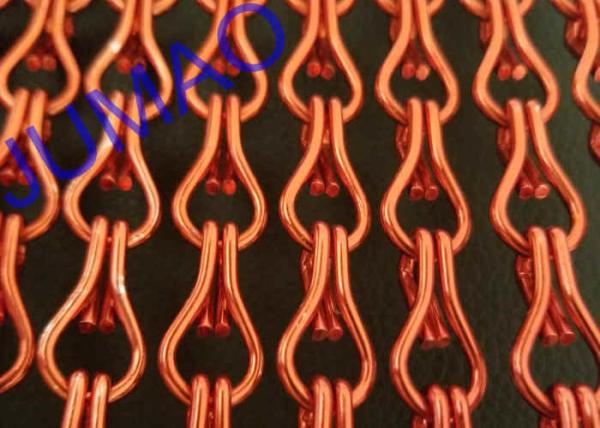 9mm × 16mm Aluminium Chain Link Room Divider , Red Metal Fly Screen Curtains