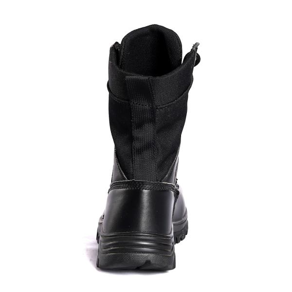 Tejido de pie de acero negro de corte alto de suela PU de encaje hasta el cierre de seguridad