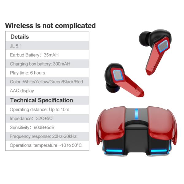 10 Meters Bluetooth Gaming Earphone Dual Earbud BT 5.2 Mini True Wireless Sterless Stereo