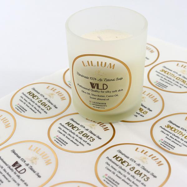 Customized Waterproof Logo Stickers for Perfume Candle Cake Box Packaging Hot Stamping Seal Labels